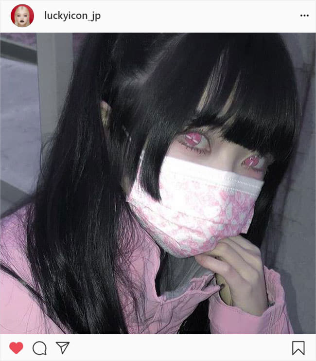 コスプレ用カラコンアニメ ピンク・桃色 Anime pink・Instagramレビュー1