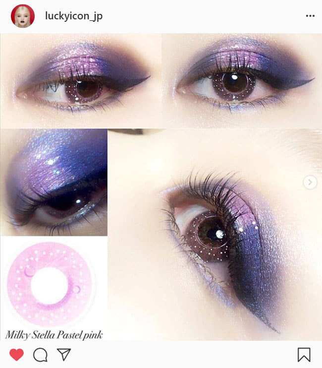 宇宙カラコンMilky Stella Pastel ピンクカラコン・Instagramレビュー1