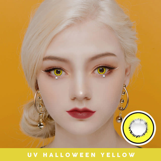 コスプレ用 UV ハロウィーン イエロー 黄色カラコン5