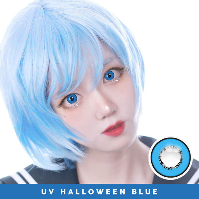 コスプレ用 UV ハロウィーン ブルー  青色カラコン3