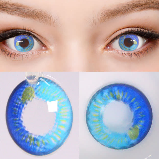 コスプレ用 水玉ブルー・青色カラコンBlue cosplay water drop contact lensカラコン1