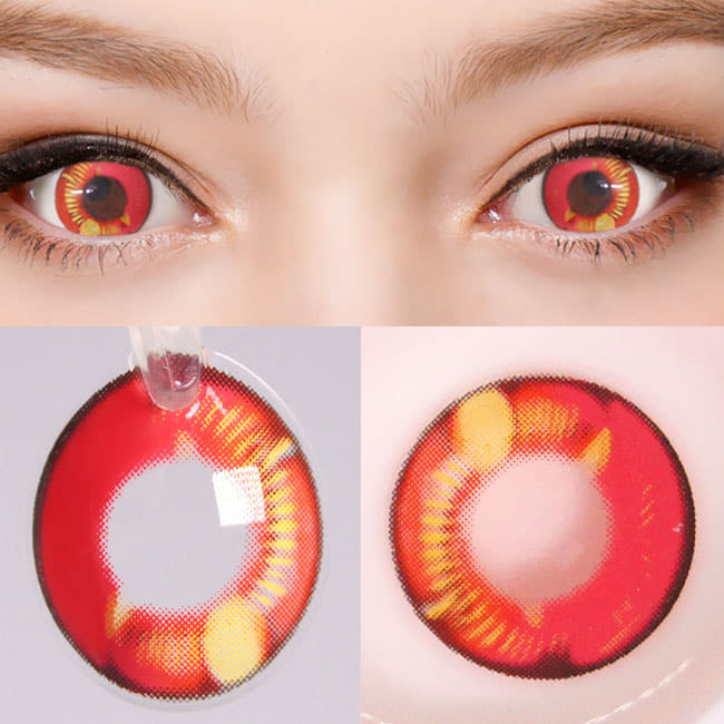 コスプレ用 カラコン水玉ピンクバイオレット・レッドカラコンRed cosplay water drop contact lens1