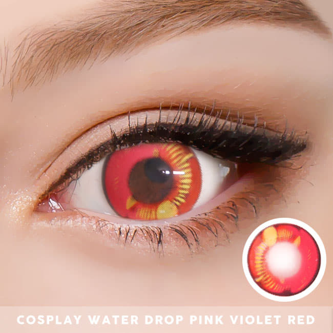 コスプレ用 カラコン水玉ピンクバイオレット・レッドカラコンRed cosplay water drop contact lens2