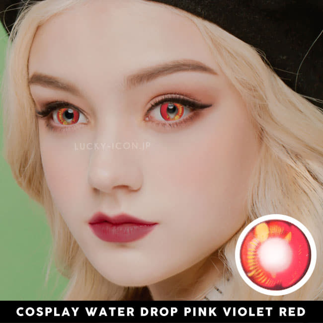 コスプレ用 カラコン水玉ピンクバイオレット・レッドカラコンRed cosplay water drop contact lens3