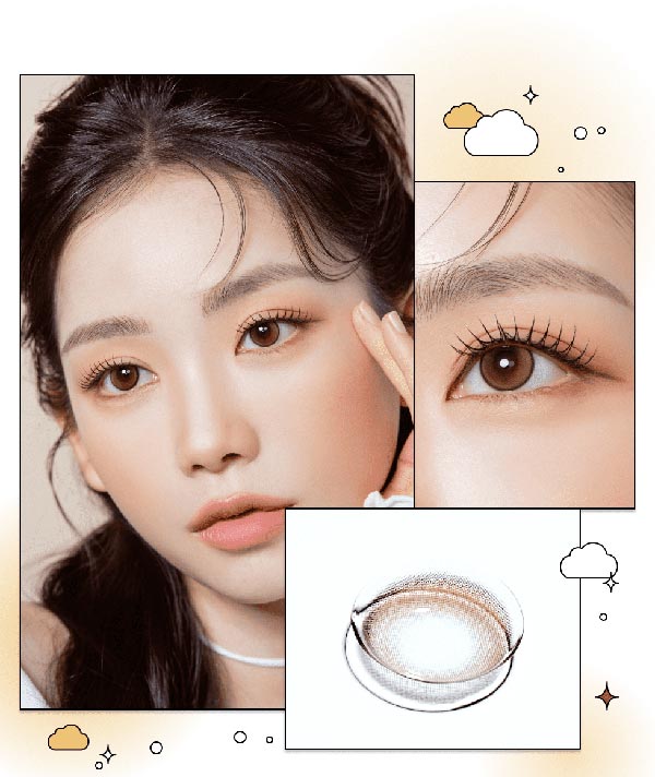 
ミルキーなブラウン発色のラテ ヘーゼルブラウンカラコン アンチブルー