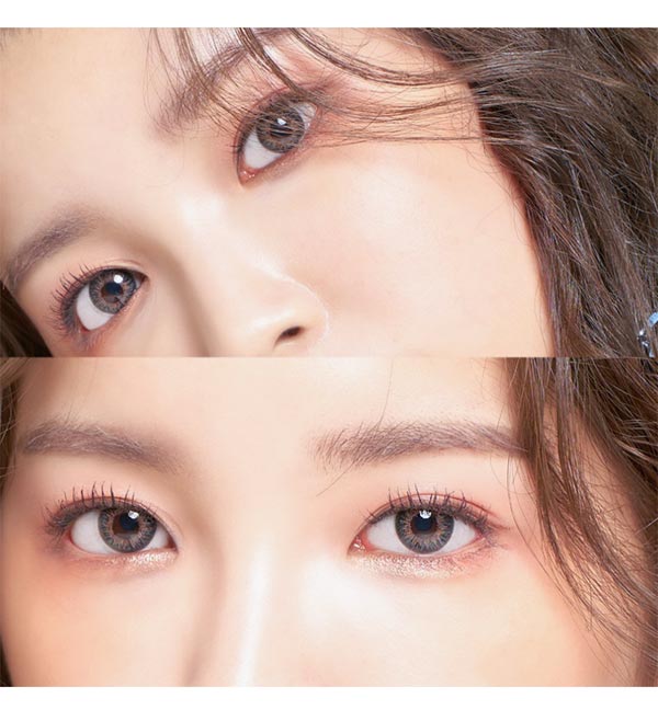 
シャープな印象のキャッツアイ グレーカラコン アンチブルー