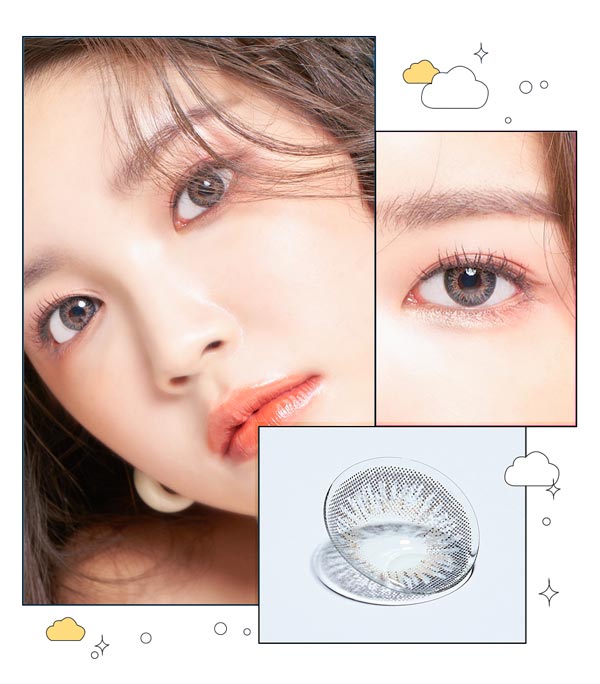 

切れ長な瞳を演出するキャッツアイ グレーカラコン