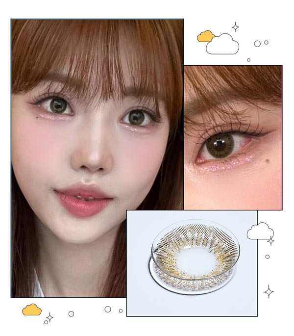 
猫目風デザインのキャッツアイ ブラウンカラコン